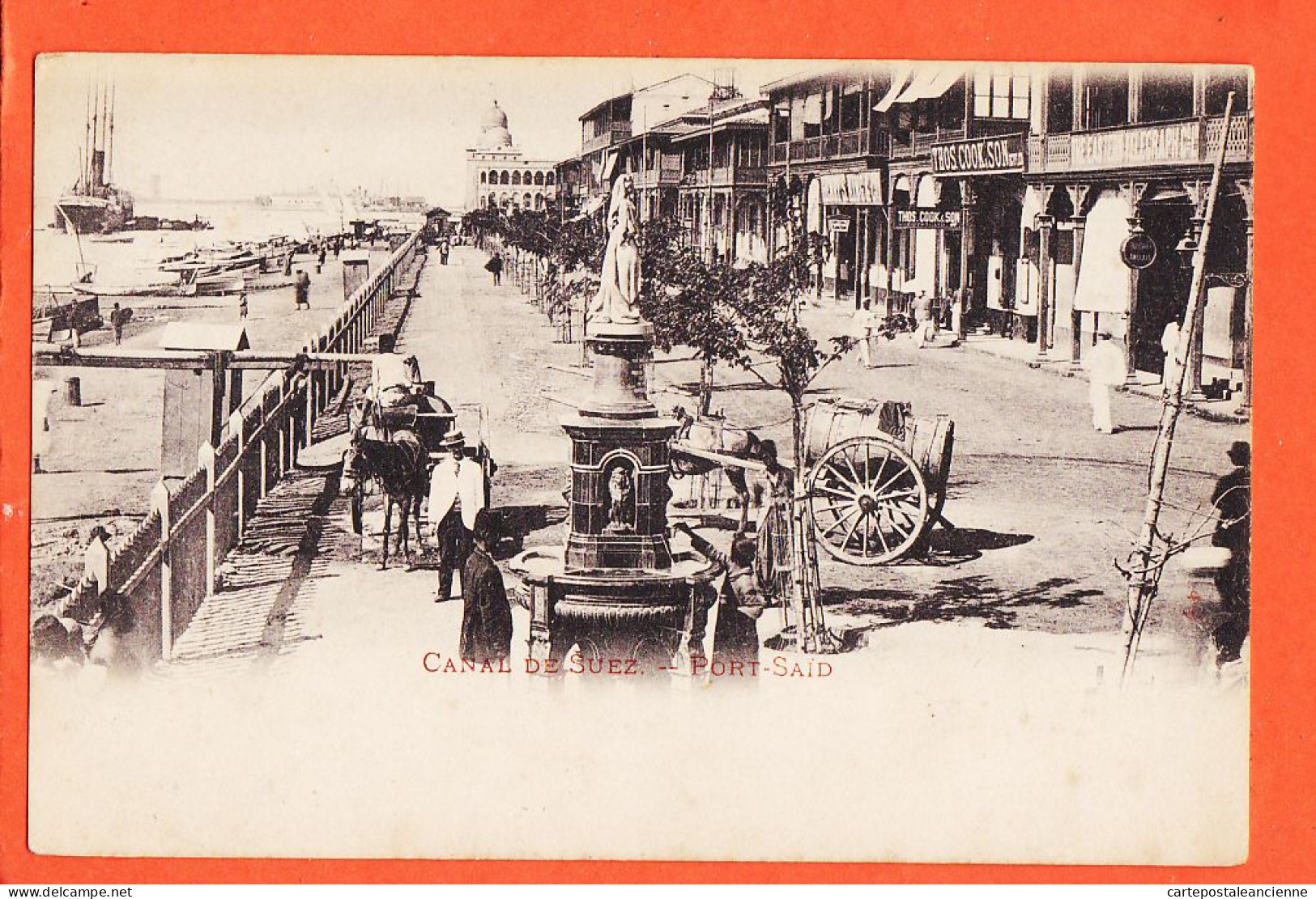 33869 / ⭐ Canal SUEZ PORT-SAID Egypte Citerne Fontaine Reine VICTORIA Quai Eastern Telegraph-THOS COOK & SON 1900s Egypt - Port Said
