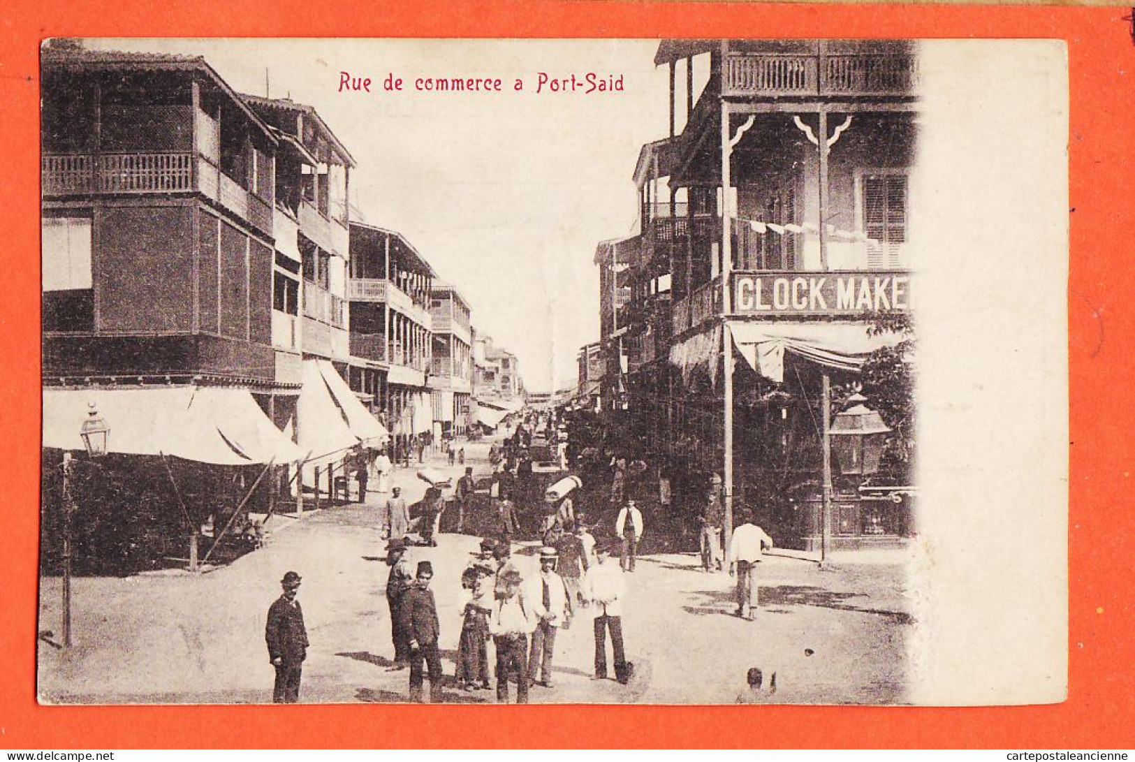 33870 / ⭐ PORT-SAID Egypte Rue De Commerce Clock Marker 1900s Egypt - Port Said