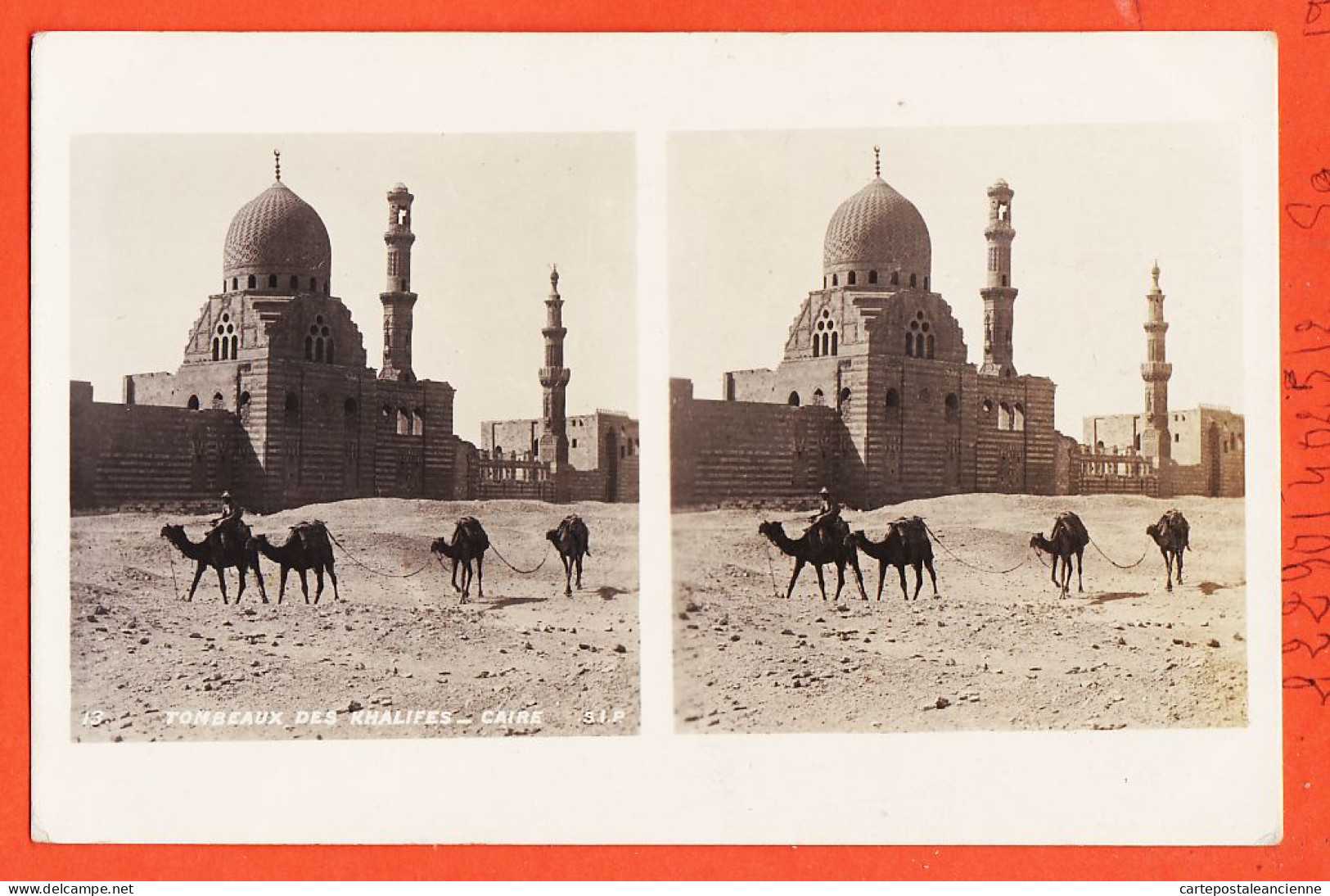 33846 / ⭐ ♥️ Rare Stereo-Carte-Photo-Bromure LE CAIRE Tombeaux KHALIFES Califes Cairo Kaït-Bey 1910s S.I.P 13 Egypte - Cairo