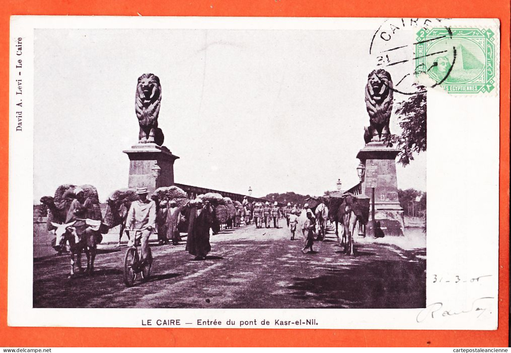 33845 / ⭐ LE CAIRE Cairo Entree Du Pont De KASR-el-NIL Velo Pieton Ane Dromadaire 1900s David A LEVI  Egypte Egypt - Cairo