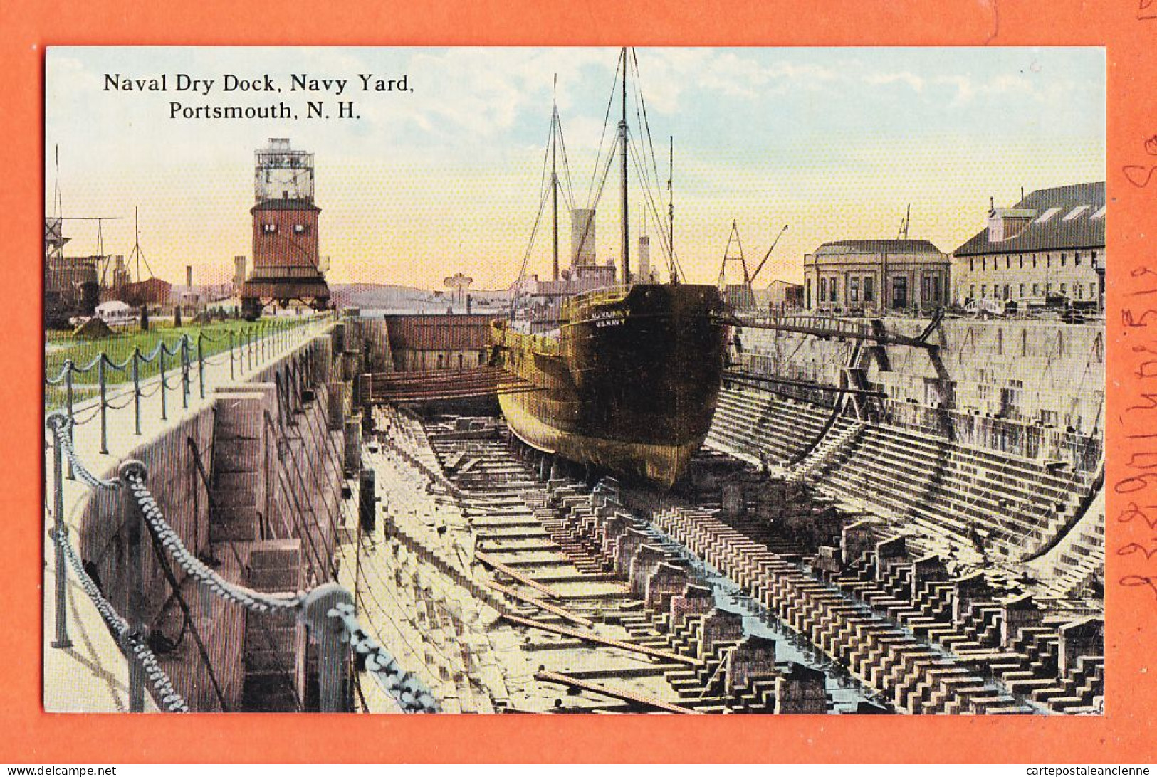 33625 / ⭐ ♥️  PORTSMOUTH N.H New Hampshire Naval Dry Dock Navy Yard ● Bateau En Cale Sèche 1910s - Autres & Non Classés