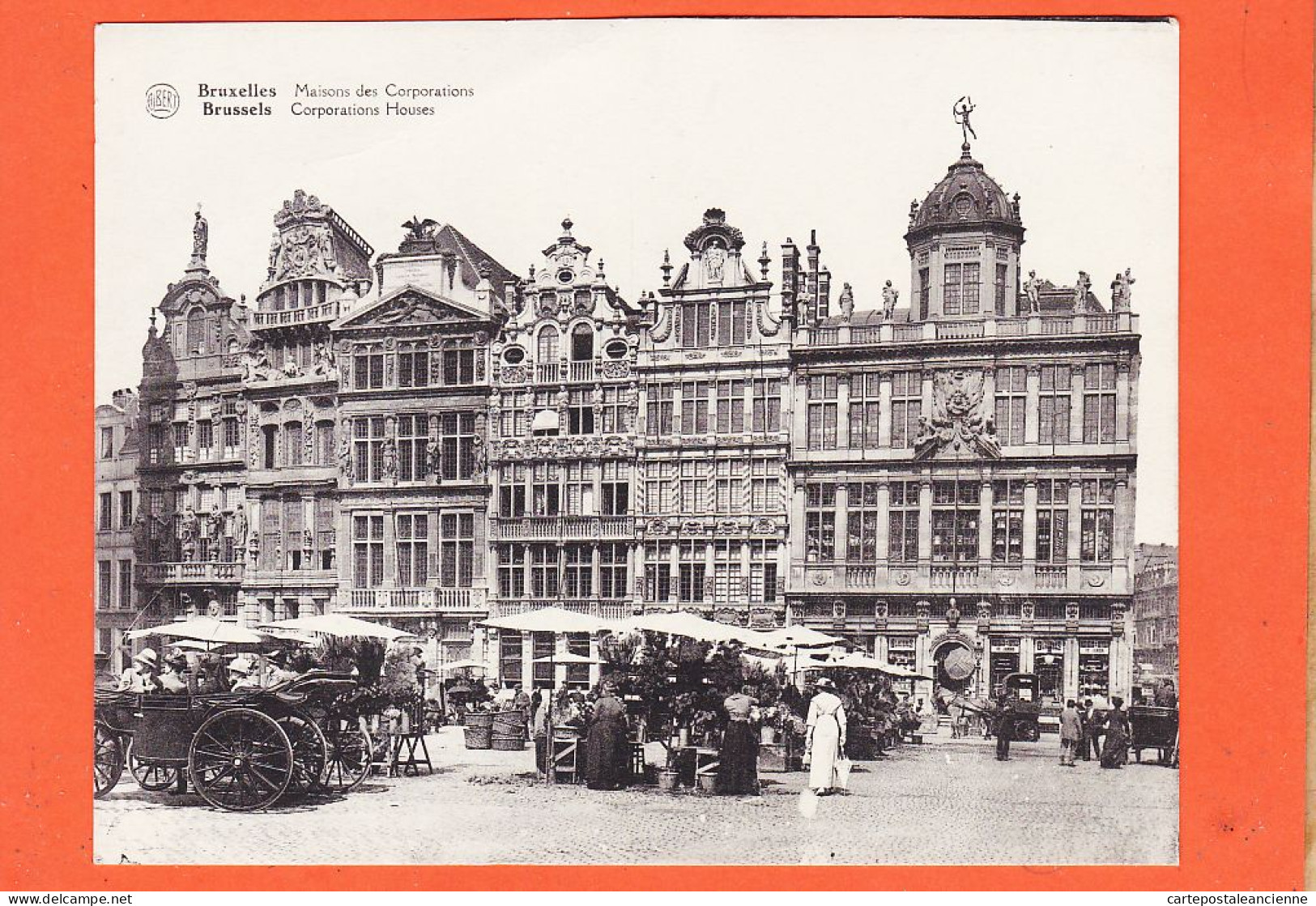 33537 / ⭐ ♥️ CP Grand-Format 17,7x13,5 BRUXELLES Marché Fleurs Place Maisons Corporations Houses BRUSSELS 1910s-ALBERT  - Markets