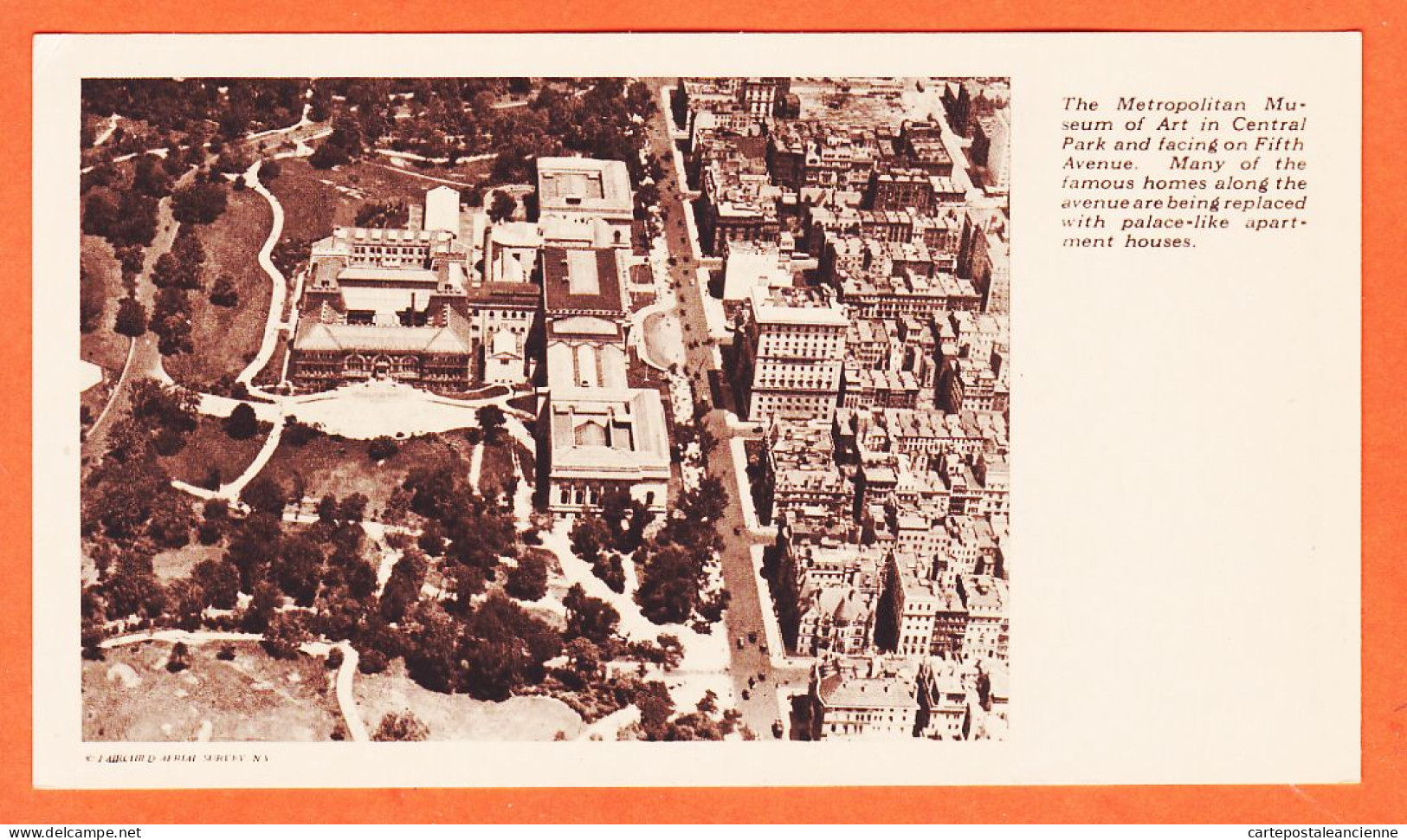 33642 / ⭐ ♥️ Rare NEW YORK METROPOLITAN Museum Of Art Central Park Facing Fifth Avenue Aérial SURVEY 1925s FLATBUSH - Central Park