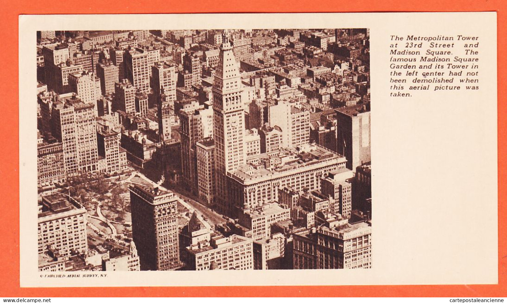 33634 / ⭐ ♥️ Rare NEW YORK 23 Rd Street MADISON Square Garden METROPOLITAN Tower FAIRCHILD Aérial SURVEY 1925s FLATBUSH - Manhattan