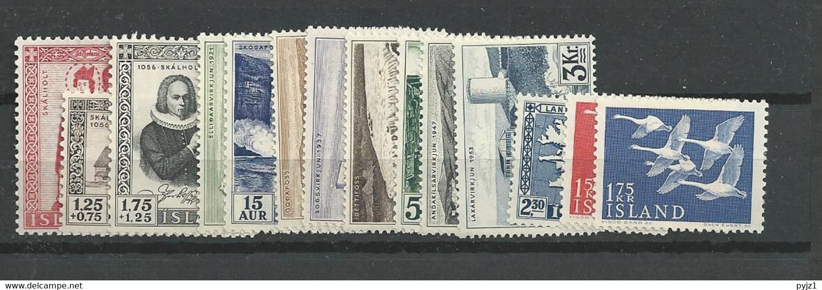 1956 MNH Iceland, Year Complete, Postfris** - Volledig Jaar