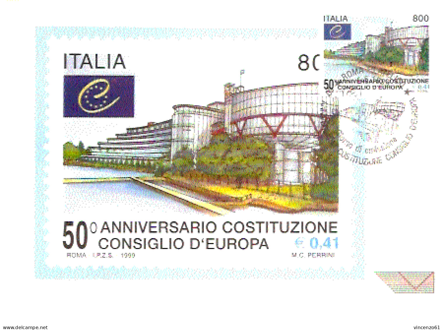 CARTOLINA MAXIMUM DI POSTE ITALIANE - CINQUANTENARIO CONSIGLIO D'EUROPA - Institutions Européennes