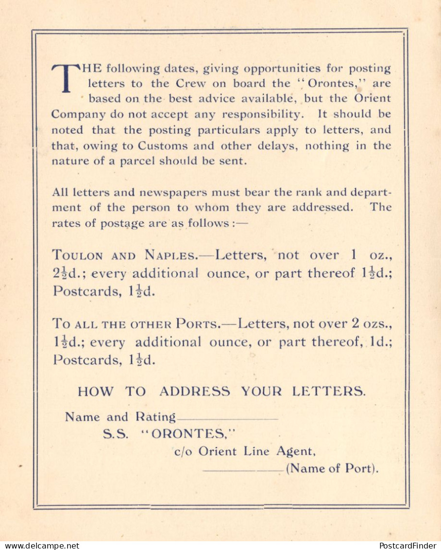 SS Orontes 1933 The Cruise Ship Communications On Board Book Let - Ferries