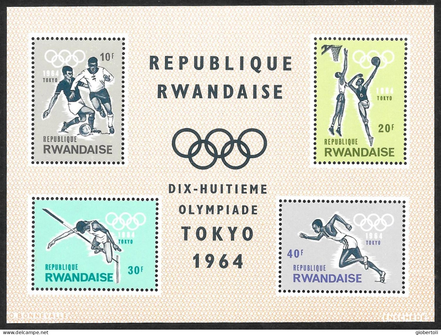 Ruanda/Rwanda: 4 Discipline Olimpiche, 4 Olympic Disciplines, 4 Disciplines Olympiques - Ete 1964: Tokyo