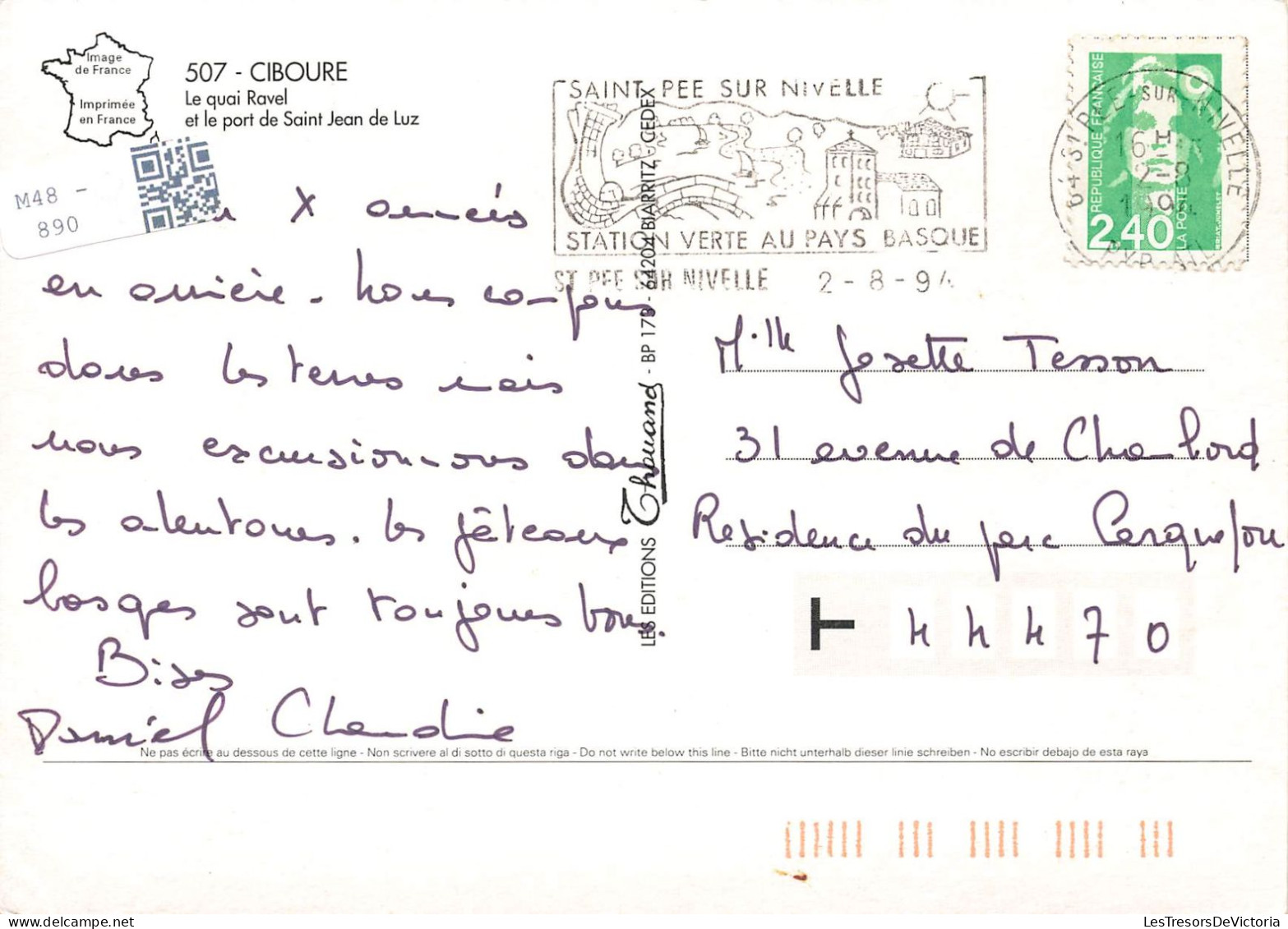 FRANCE - Ciboure - Le Quai Ravel Et Le Port De Saint Jean De Luz - Carte Postale - Ciboure