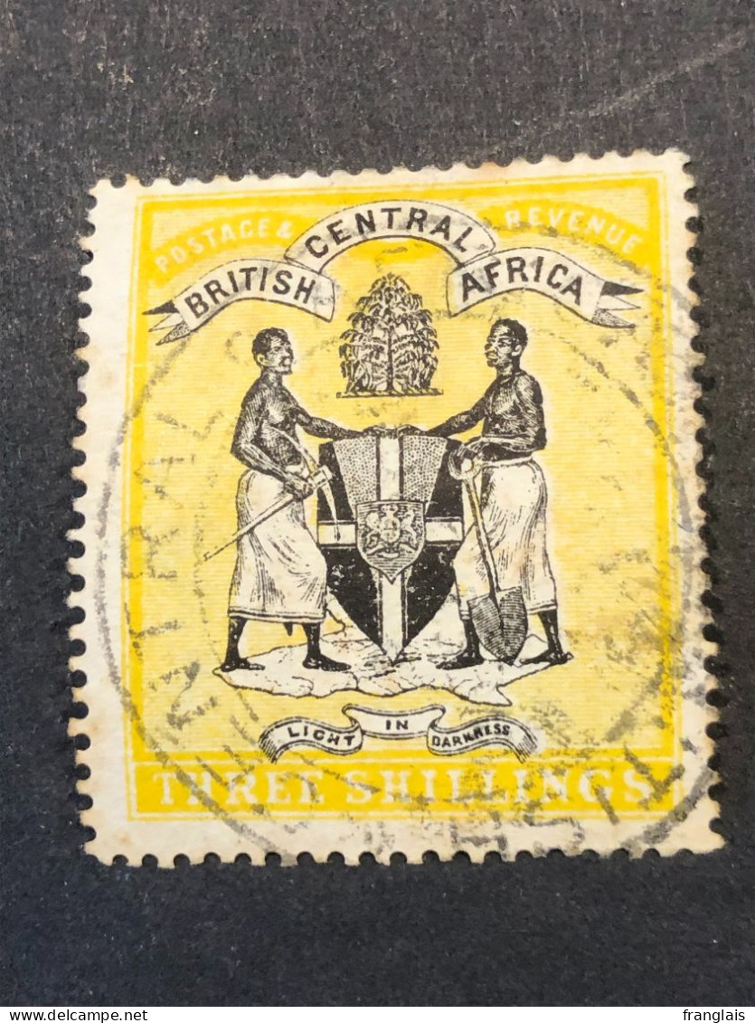 BRITISH CENTRAL AFRICA  SG 27  3s Black And Yellow  FU - Nyassaland (1907-1953)