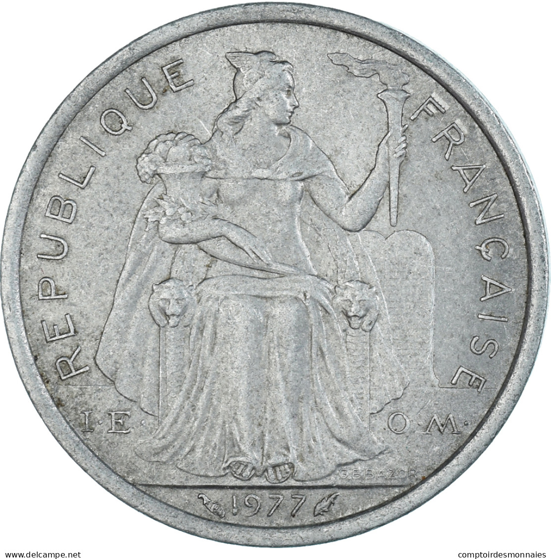 Monnaie, Polynésie Française, 2 Francs, 1977 - Frans-Polynesië
