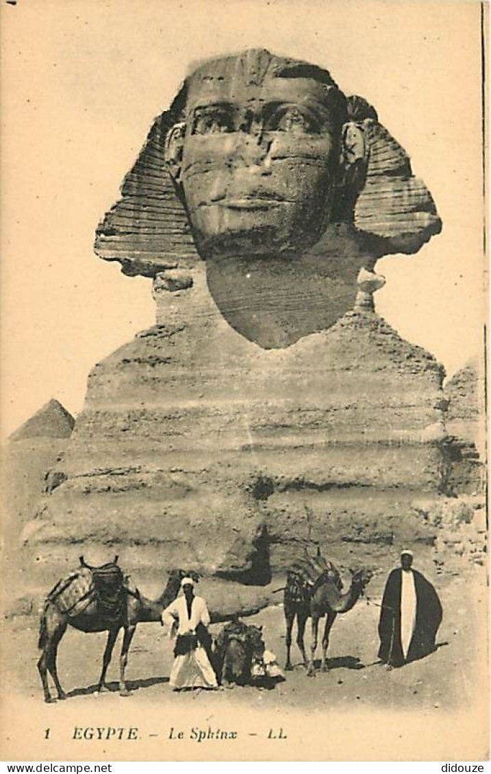 Egypte - Le Sphinx - Animée - Chameaux - CPA - Voir Scans Recto-Verso - Sphynx