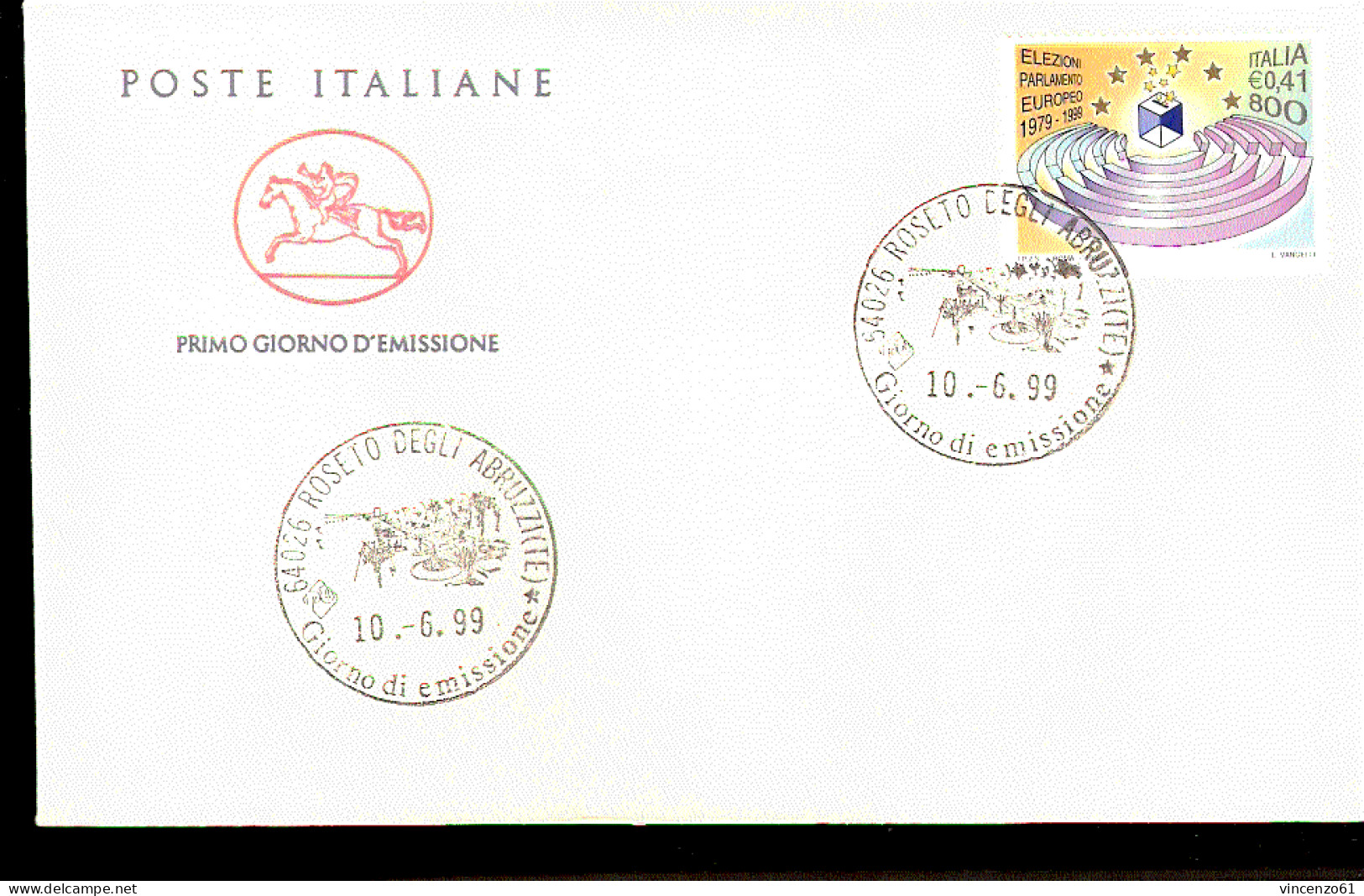 1999 ANNULLO FDC  20° Anniversario Delle Prime Elezioni Del Parlamento Europeo. - Instituciones Europeas