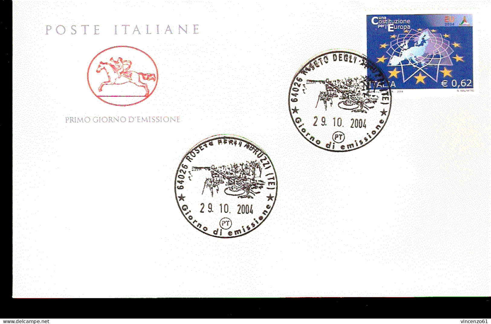 2004 ANNULLO FDC  Firma Della Costituzione Europea. Posta Prioritaria. - European Community