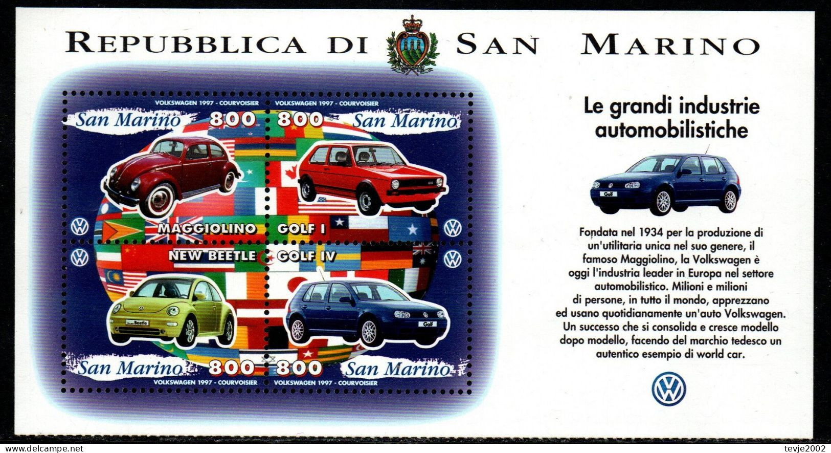 San Marino 1997 - Mi.Nr. Block 23 - Postfrisch MNH - Autos Cars VW Volkswagen - Cars