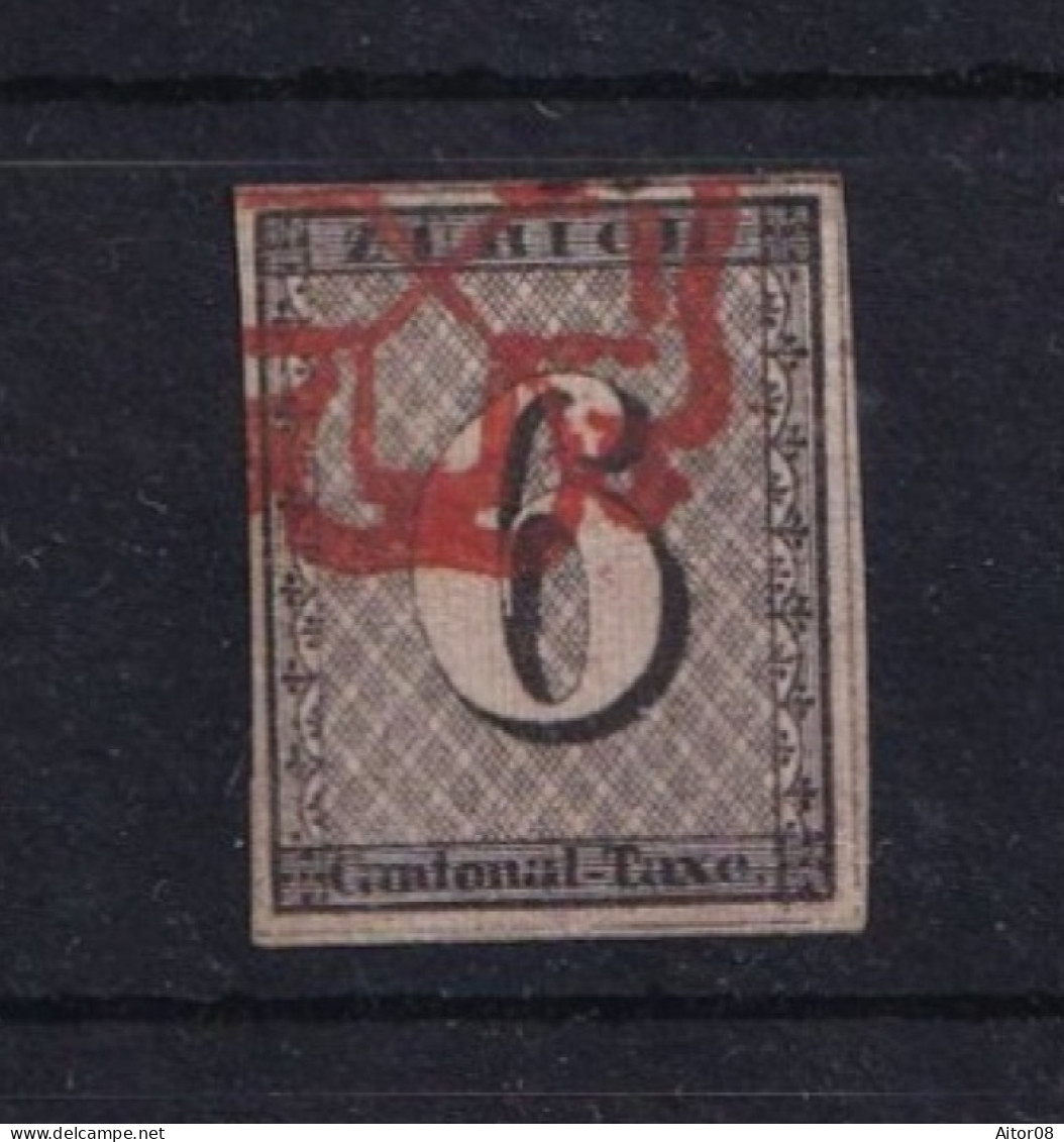 TIMBRE N° 10 OBLITERE CACHET ROUGE. EXPERTISE ET SIGNE.VOIR COMMENTAIRE . COTE 1500  EURO - 1843-1852 Timbres Cantonaux Et  Fédéraux