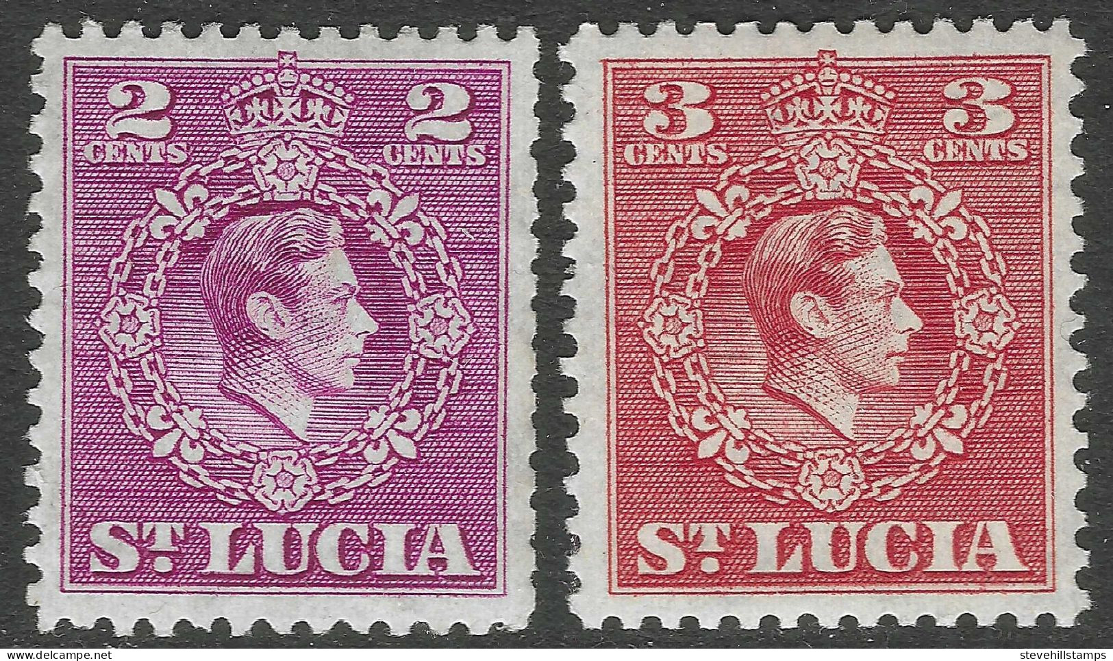 St Lucia. 1949-50 KGVI. 2c, 3c MH. SG 147, 148. M3148 - Ste Lucie (...-1978)