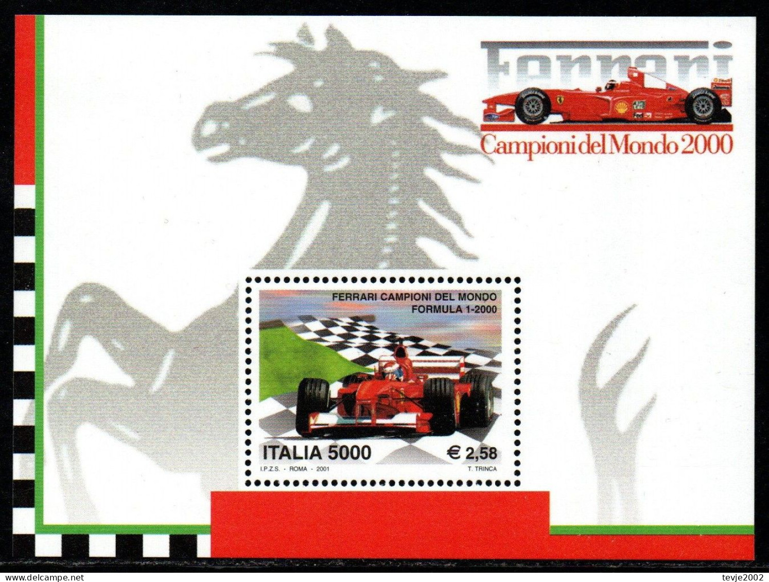 Italien 2001 - Mi.Nr. Block 28 - Postfrisch MNH - Sport Formel 1 Ferrari - Automobile