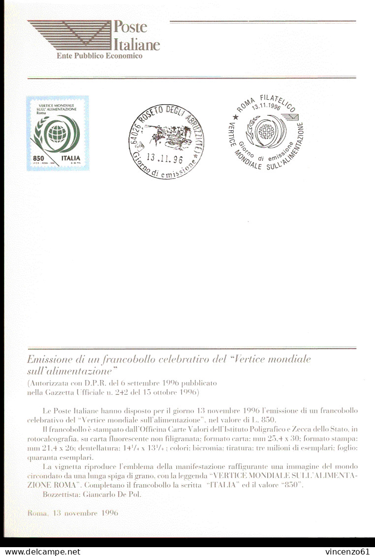 1996 Bollettino Vertice Mondiale Sull'alimentazione, Roma. - ACF - Aktion Gegen Den Hunger