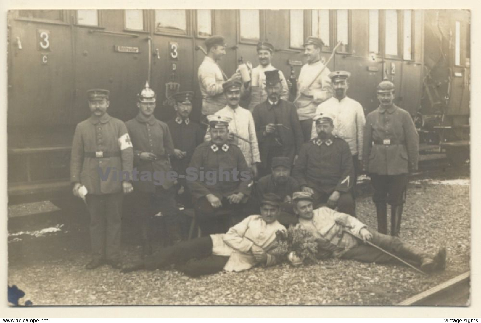 Rotes Kreuz: Planmäßiger Hilfslazarettzug No.9 / Zug - Bierkrug  (Vintage RPPC 1910s) - Red Cross