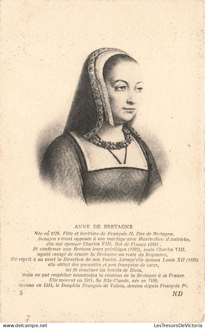 CÉLÉBRITÉS - Anne De Bretagne - Duc De Bretagne - Carte Postale Ancienne - Donne Celebri