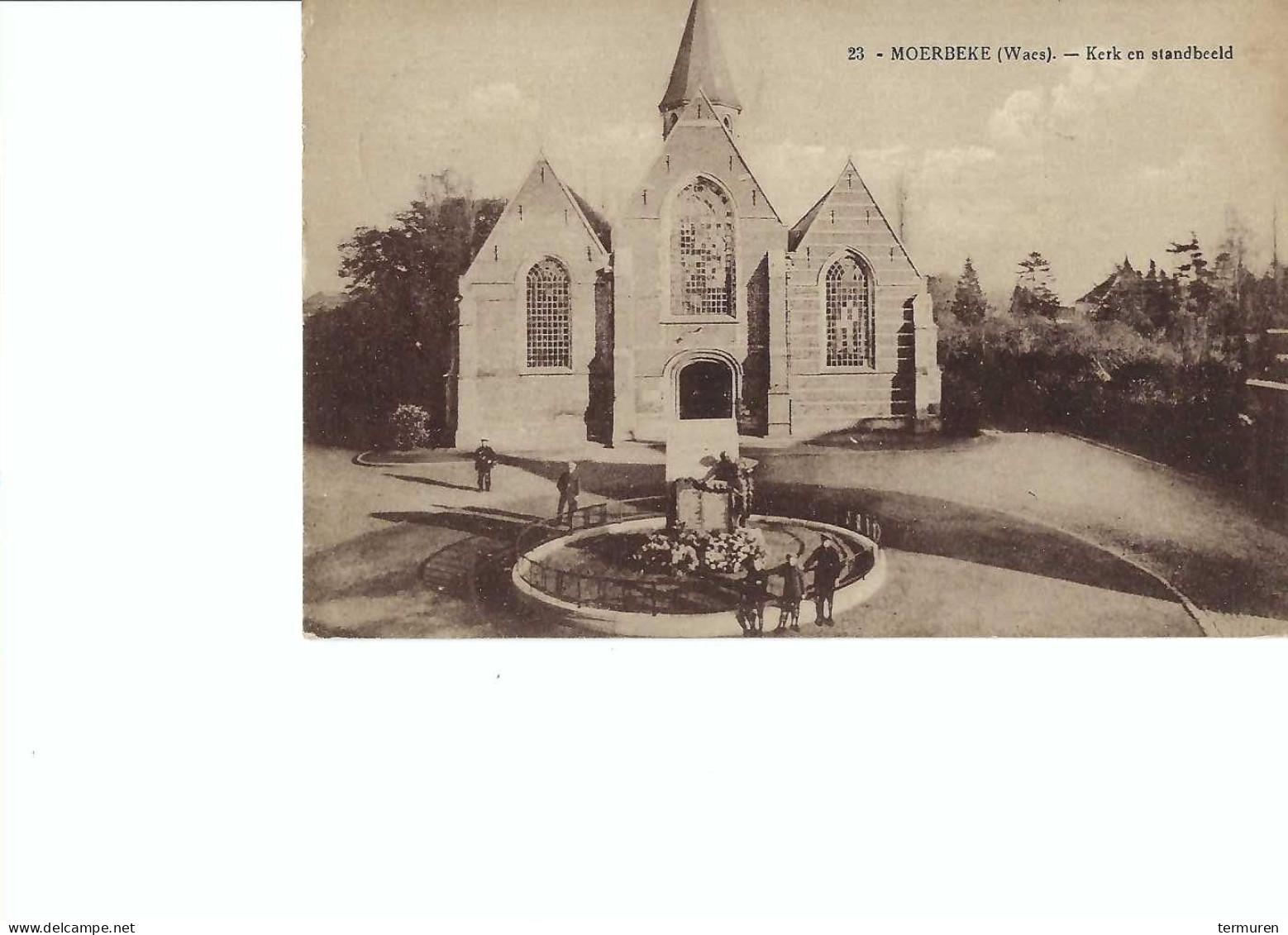 Moerbeke-Waas : Kerk En Standbeeld -verstuurd 1927 - Moerbeke-Waas