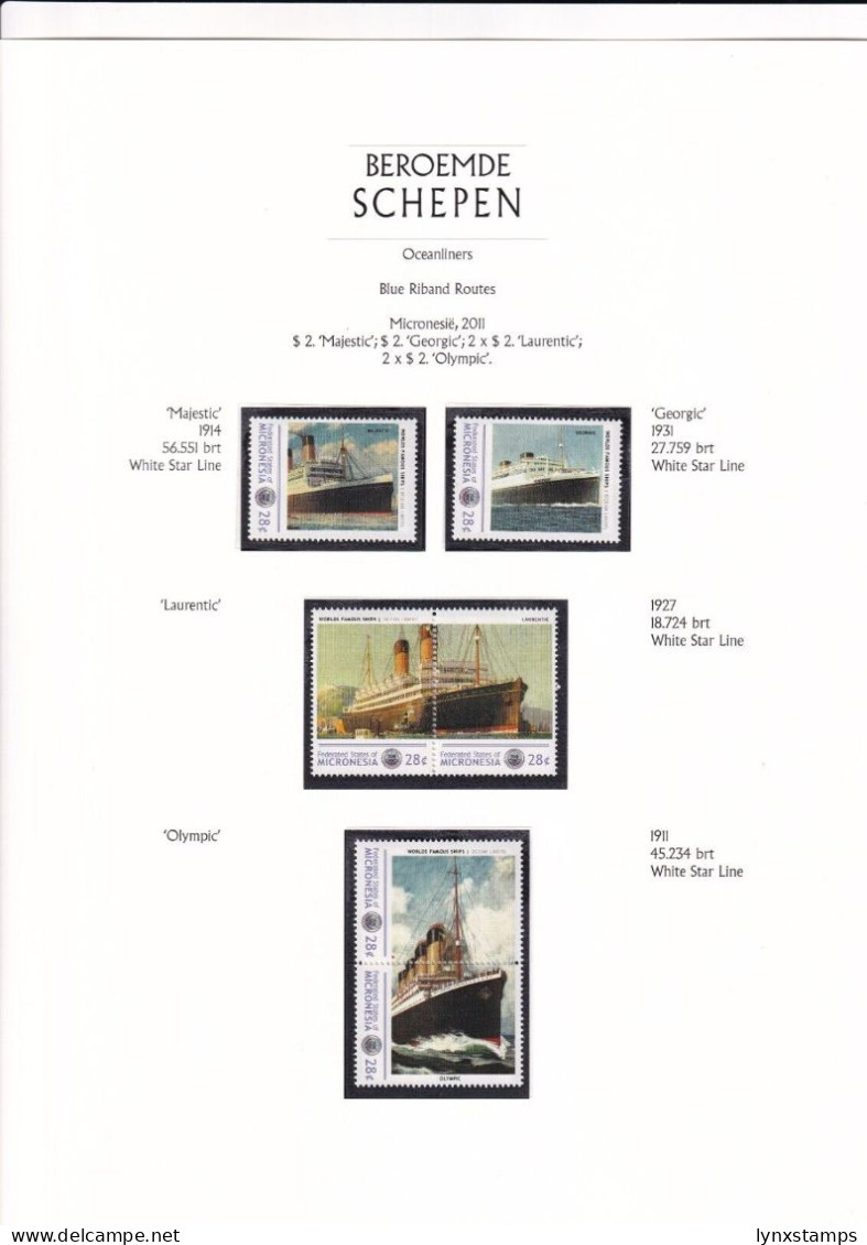 SA03 Micronesia 2011 Worlds Famous Ships Ocean Liners Mint Stamps - Mikronesien