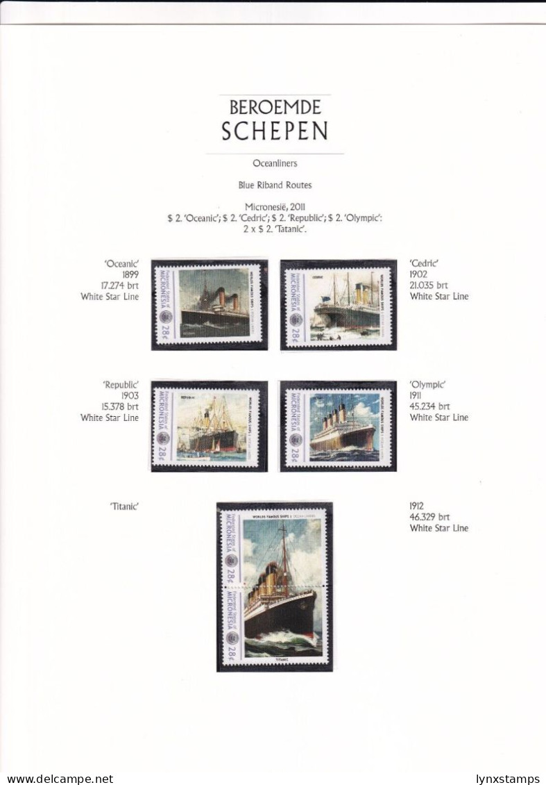 SA03 Micronesia 2011 Worlds Famous Ships Ocean Liners Mint Stamps - Micronesia