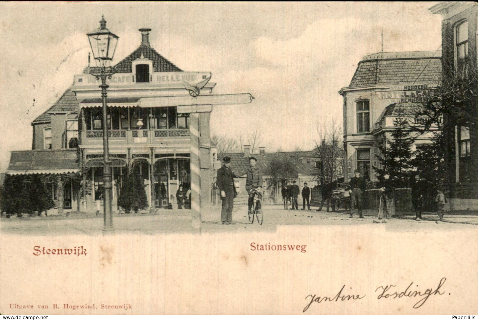 Steenwijk - Stationsweg - Cafe Bellevue - Autres & Non Classés