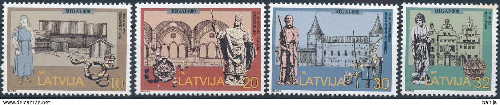 Mi 467-70 ** MNH / City Of Riga 800th Anniversary / Archeology, Medieval Town - Lettland