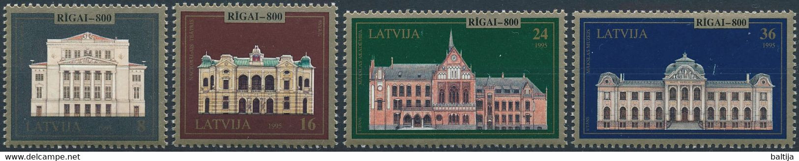 Mi 410-13 ** MNH / City Of Riga 800th Anniversary / Architecture, Opera, Theatre, Art Academy, Art Museum - Letonia