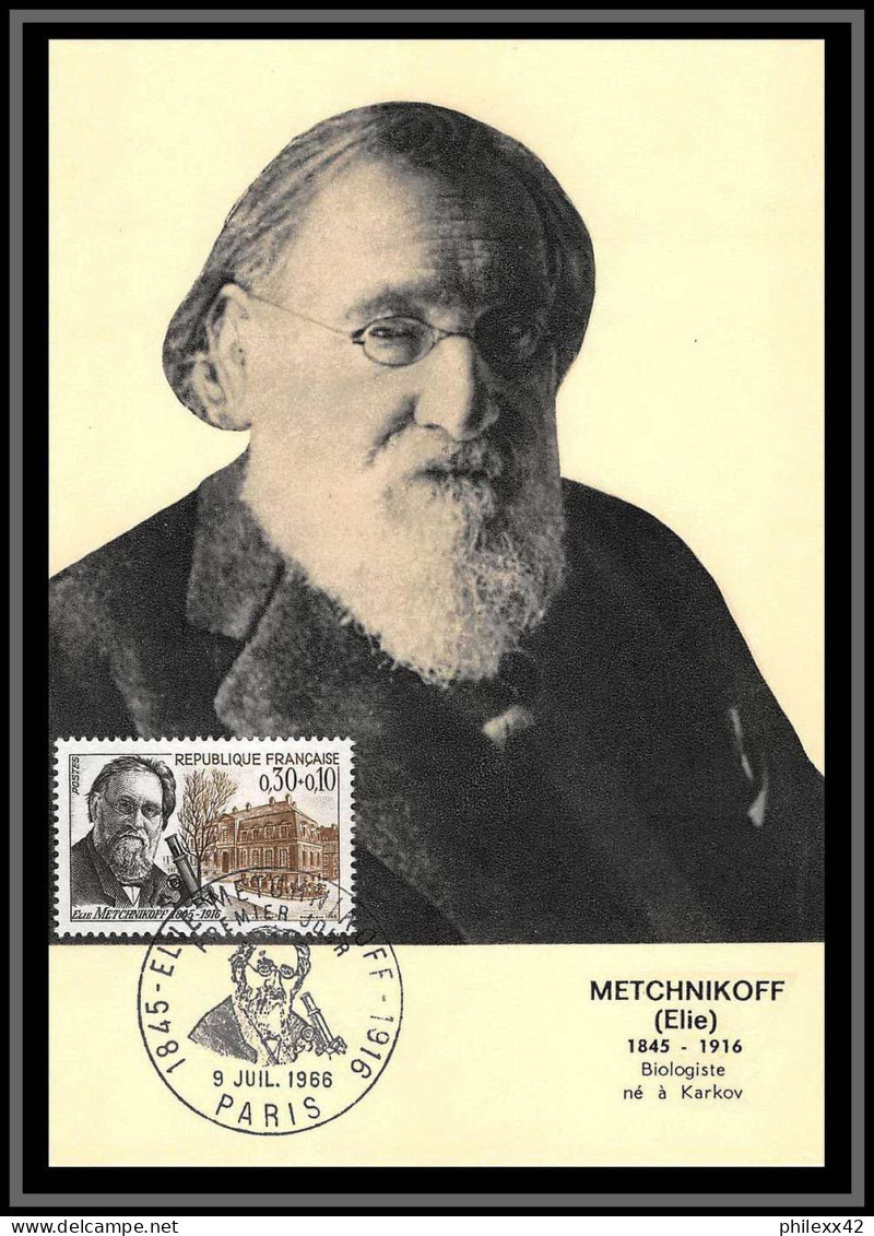 48363 N°1474 Elie Metchnikoff Biologiste Medecin Biology 1966 France Carte Maximum (card) Fdc édition Parison - Médecine