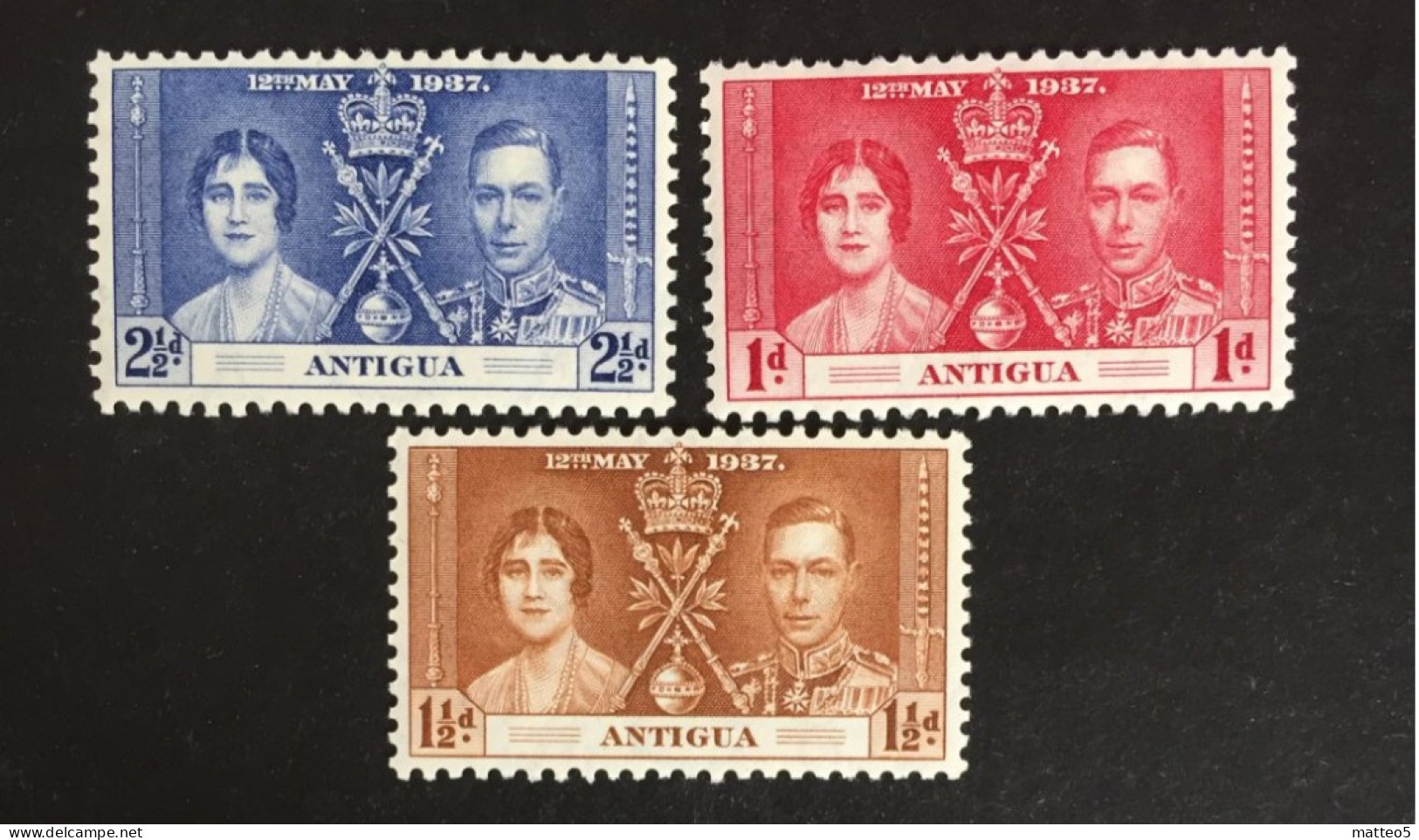 1937 - Antigua - Coronation Of King George VII And Queen Elizabeth - Unused - 1858-1960 Crown Colony