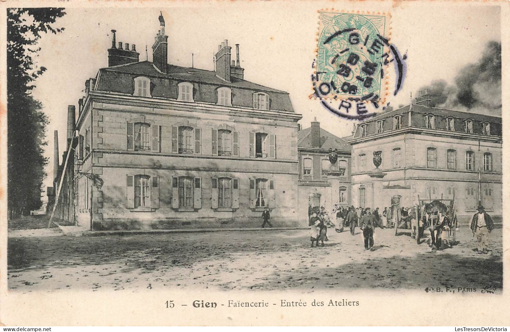 FRANCE - Gien - Faïencerie - Entrée Des Ateliers - Animé - Charette - Carte Postale Ancienne - Gien