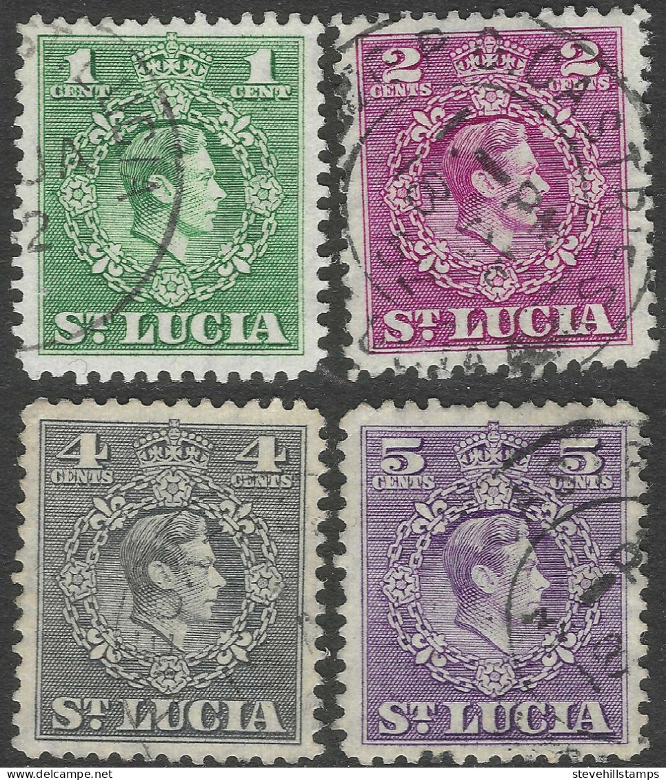 St Lucia. 1949-50 KGVI. 4 Used Values To 5c. SG 146etc. M3149 - St.Lucia (...-1978)