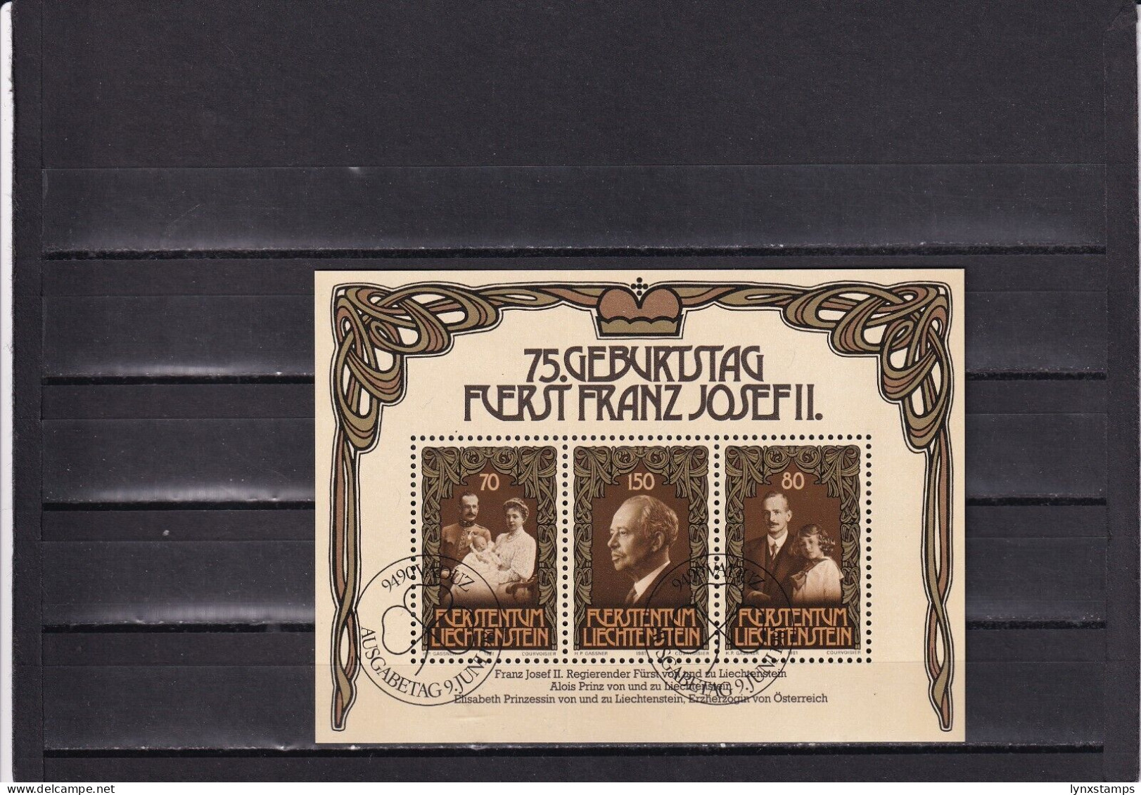 SA03 Liechtenstein 1981 75th Anniv Birth Of Prince Franz Joseph II Minisheet - Used Stamps