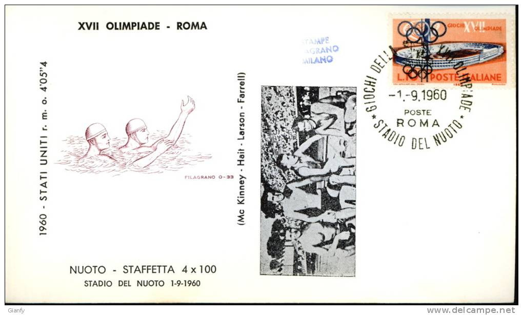 ROMA 17a OLIMPIADE 1960 NUOTO MED ORO STATI UNITI BIS - Zomer 1960: Rome