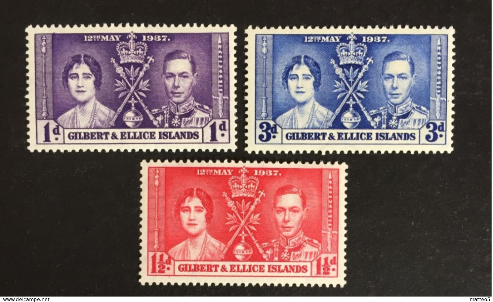 1937 - Gilbert & Ellice Islands - Coronation Of King George VII And Queen Elizabeth - Unused - Gilbert- En Ellice-eilanden (...-1979)