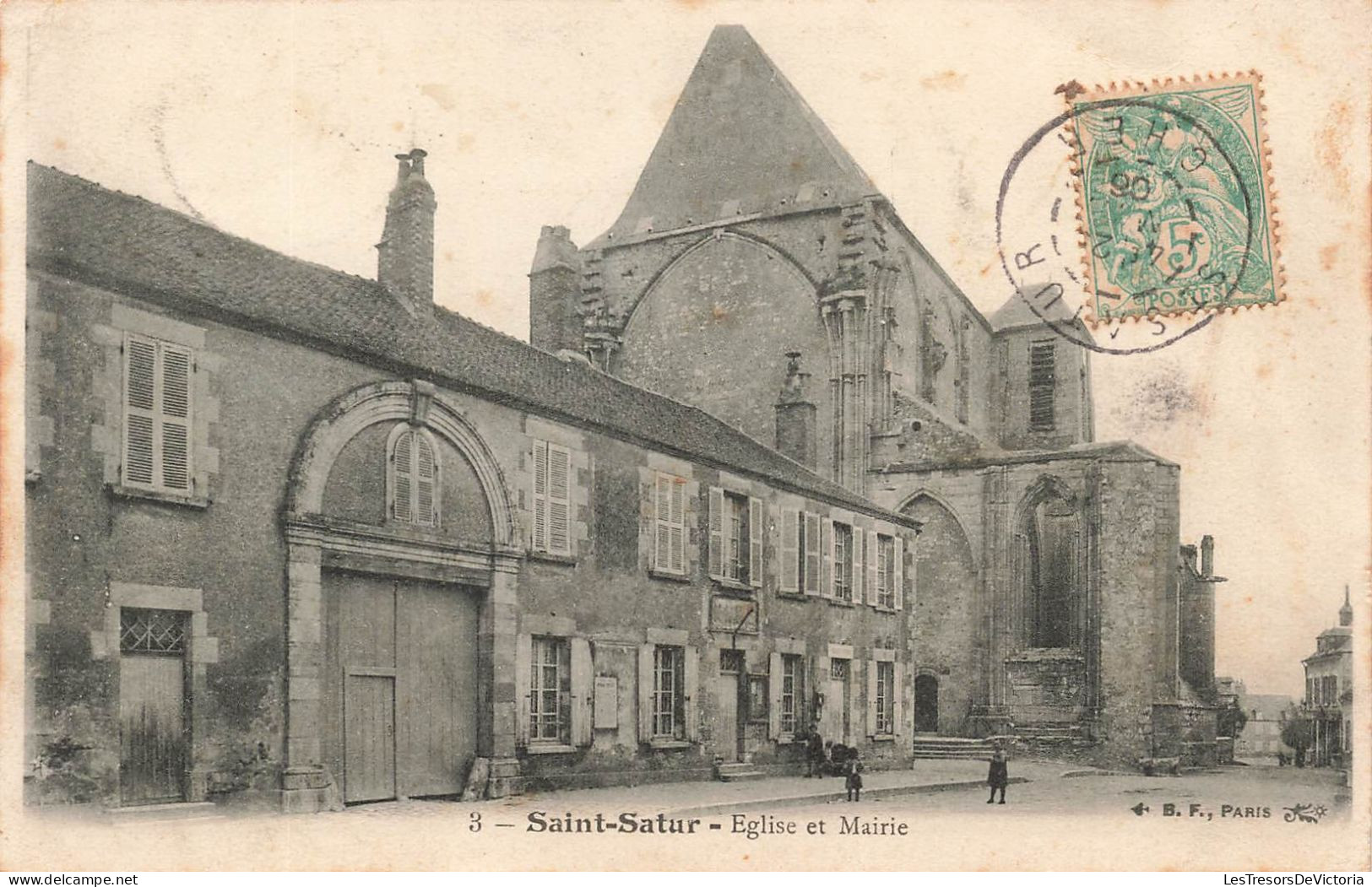 FRANCE - Saint Satur - Eglise Et Mairie - BF Paris - Carte Postale Ancienne - Saint-Satur