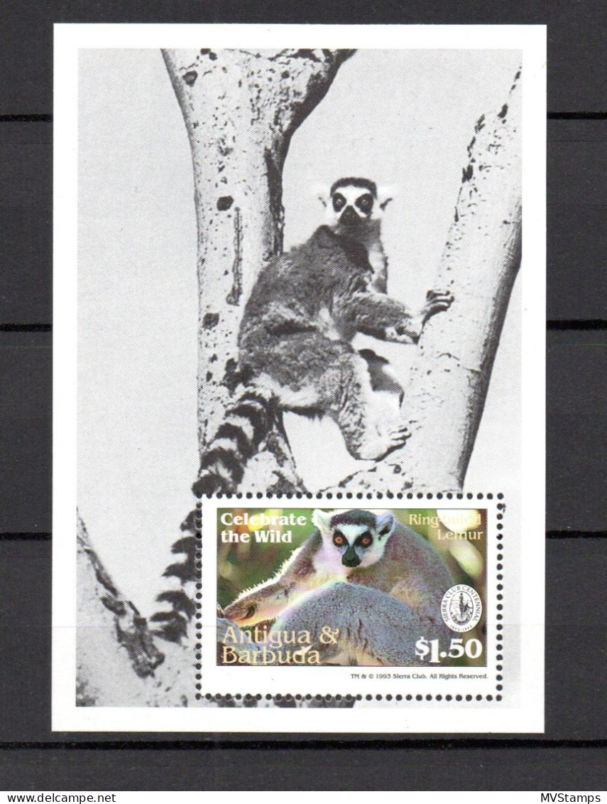 Antigua-Barbuda 1994 Set Lemur/monkey/WWF Stamps (Block 287) MNH - Antigua And Barbuda (1981-...)