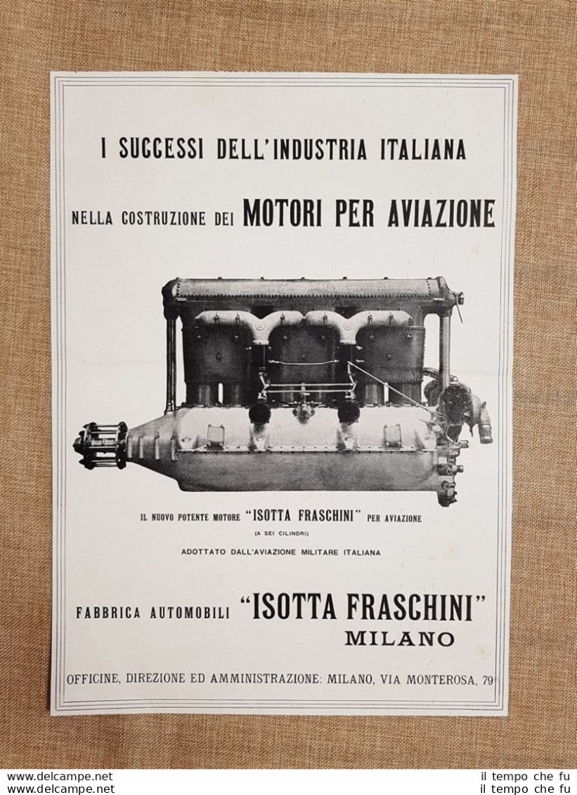 Isotta Fraschini Motori Per Aviazione Via Monterosa, 79 Milano Pubblicità 1918 - Autres & Non Classés