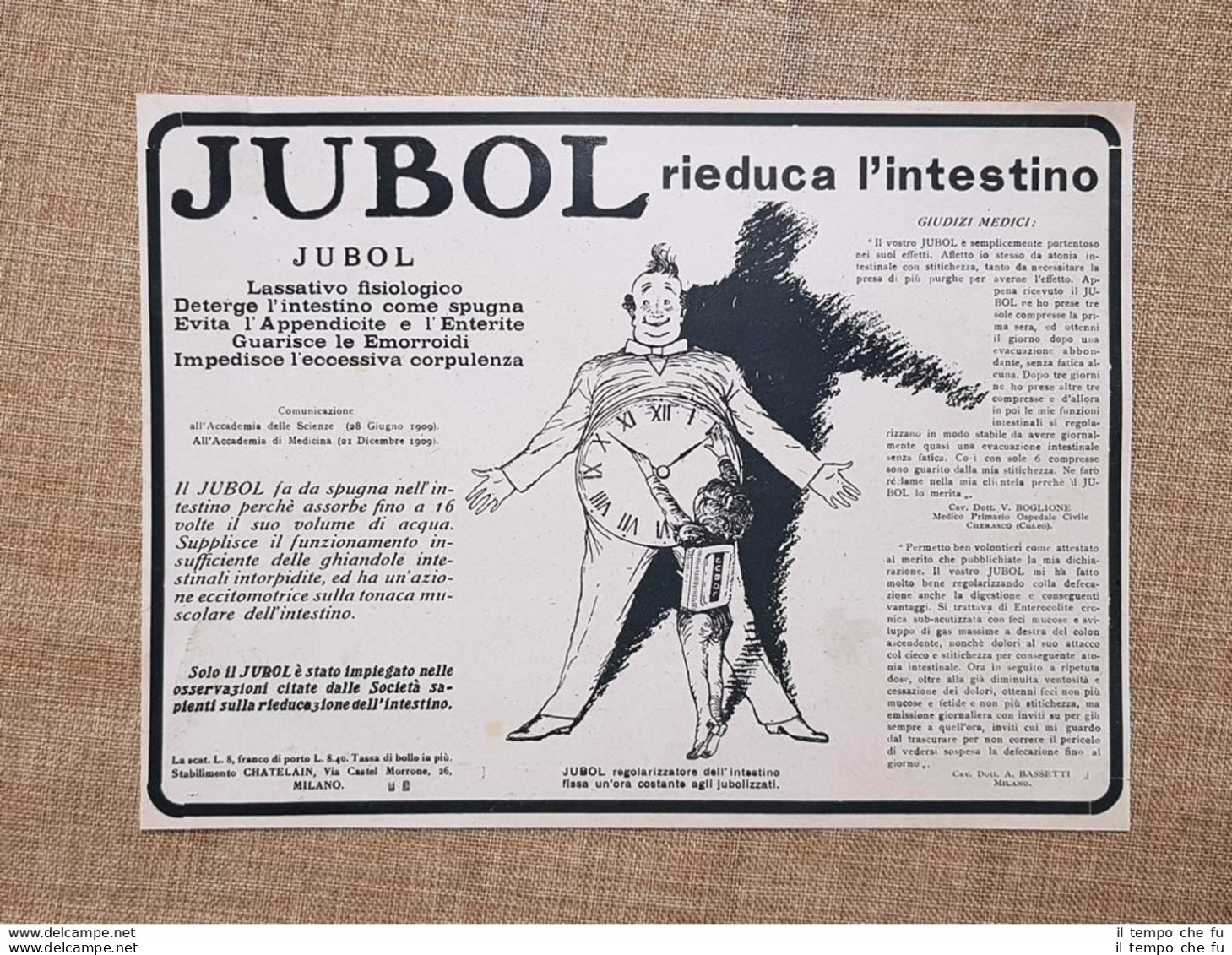 Jubol Per L'intestino Chatelain E Calzaturificio Di Varese Pubblicità Del 1918 - Autres & Non Classés