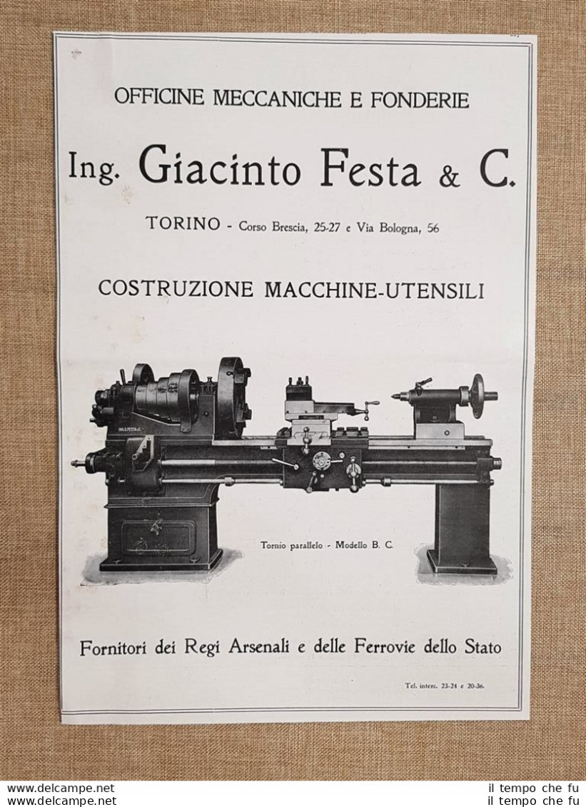 Ing.Giacinto Festa Torino Tornio E PIM Prodotti Da Toeletta Pubblicità 1918 - Autres & Non Classés