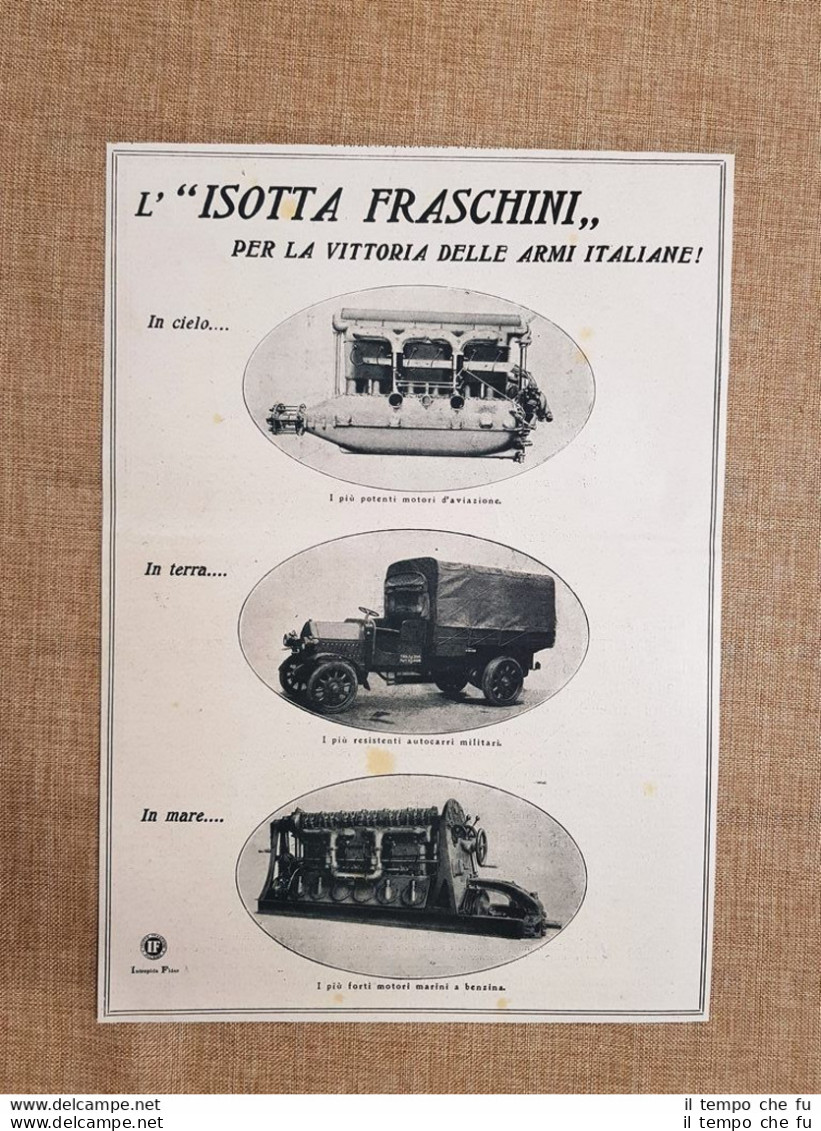Isotta Fraschini Cielo Terra Mare E Prodotti Da Toeletta PIM Pubblicità Del 1918 - Autres & Non Classés