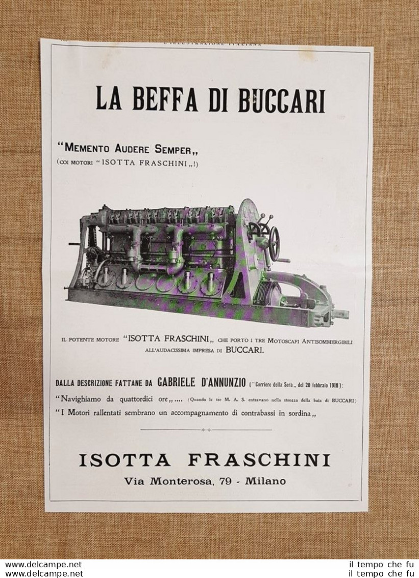 Isotta Fraschini Beffa Di Buccari E Gio.Ansaldo Obici Da 149 Pubblicità Del 1918 - Autres & Non Classés