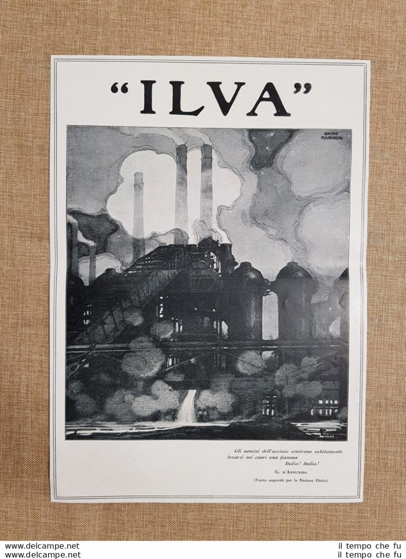 ILVA Composizione Di Guido Marussig E Versi Di D'Annunzio Pubblicità Del 1918 - Autres & Non Classés
