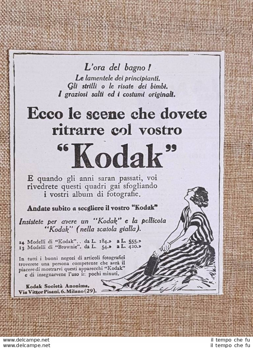 Pubblicità Del 1924 Pellicola Fotografica Kodak - Autres & Non Classés