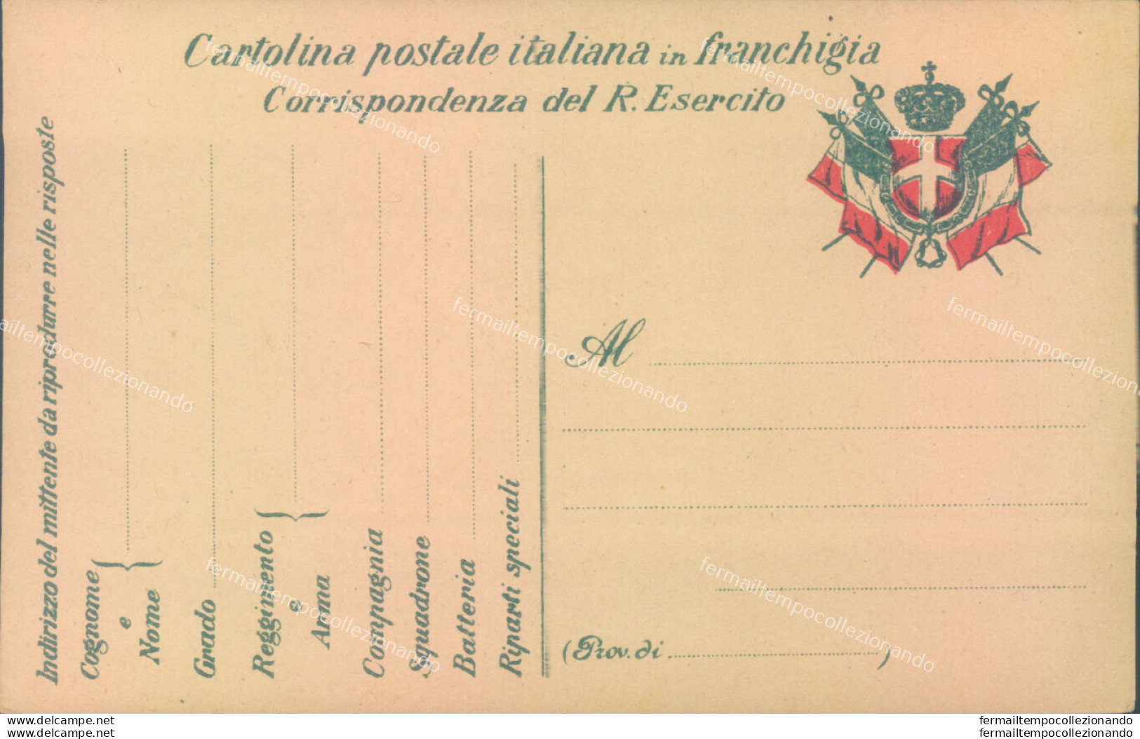 E774 Cartolina Franchigia Militare Nuova Prima Guerra - Franchise