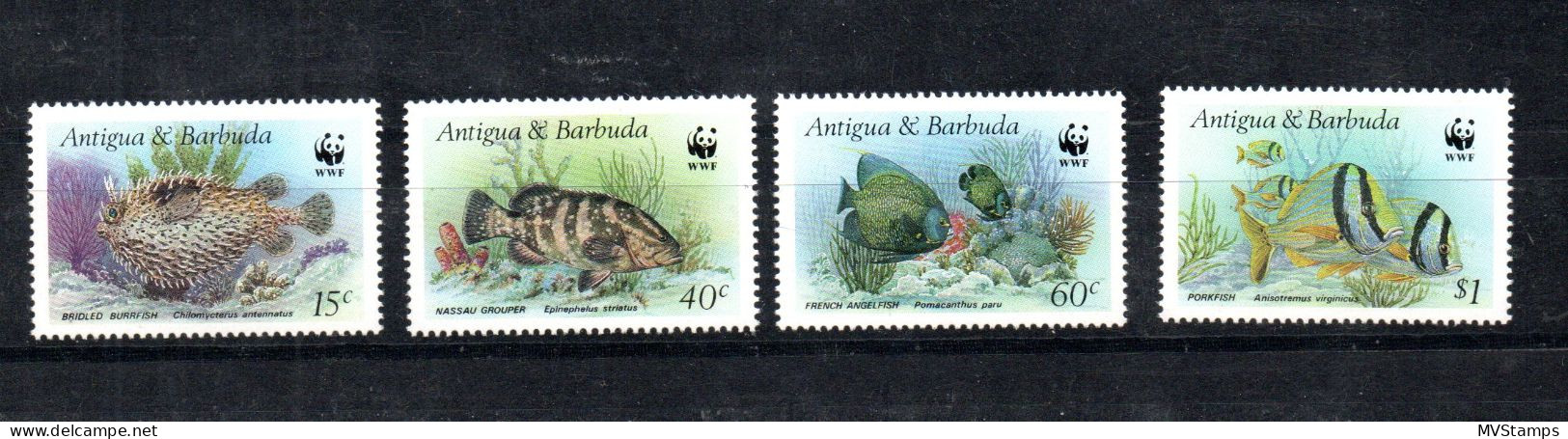 Antigua-Barbuda 1987 Satz 1010/13 Fische/WWF Postfrisch - Antigua And Barbuda (1981-...)