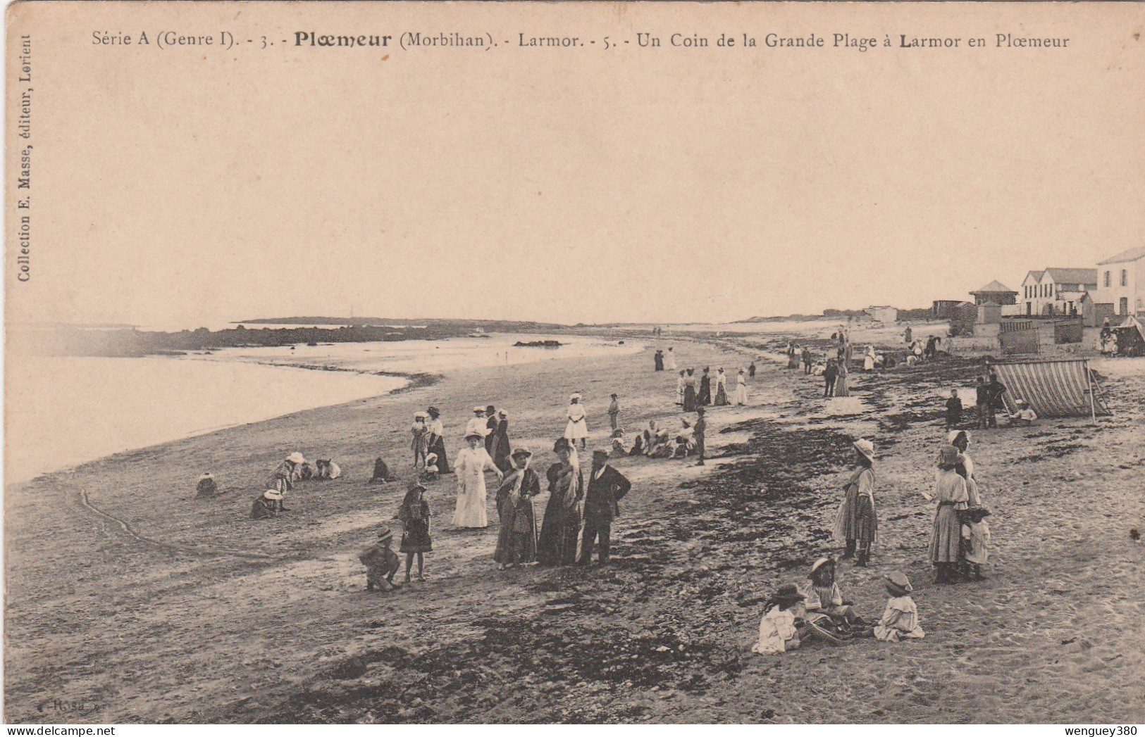 56 LARMOR PLOEMEUR.    Un Coin De La Grande Plage à Larmor En Ploemeur.  TB PLAN Env; 1910  Edit. Massé.      RARE - Larmor-Plage